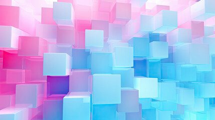 Wall Mural - Texture background with random 3d cubic metal boxes in bright blue and red colors