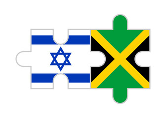 Wall Mural - puzzle pieces of israel and jamaica flags. vector illustration isolated on white background