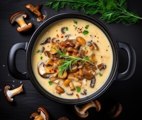 Canvas Print - Cream soup of fresh mushrooms chanterelles