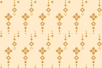 Yellow vintages cross stitch traditional ethnic pattern paisley flower Ikat background abstract Aztec African Indonesian Indian seamless pattern for fabric print cloth dress carpet curtains and sarong