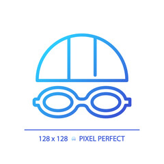 Wall Mural - 2D pixel perfect gradient swimming goggles icon, isolated vector, thin line illustration representing eye care.