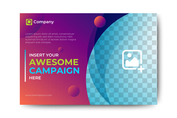 Poster - business ad banner with space for image. vector