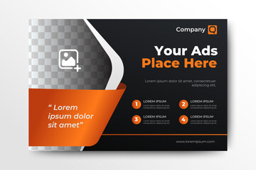 Poster - business ad banner with space for image. vector