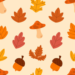 Wall Mural - Seamless autumn pattern vector illustration