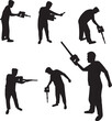 Vector illustration of vacuuming silhouettes 2