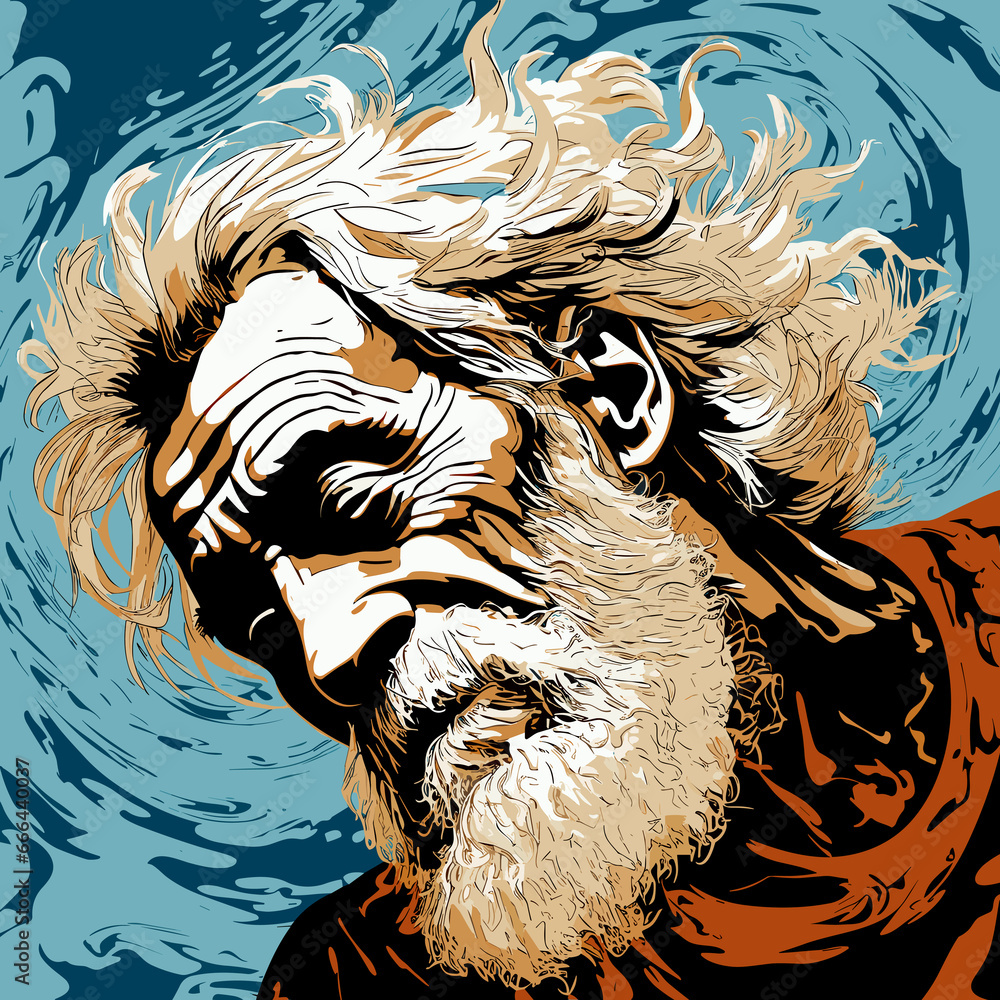 Graphic portrait of old man suffering from dementia and alzheimer Stock ...