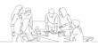 © Somkiat - Continuous one line drawing young professionals are discussing team projects on the table