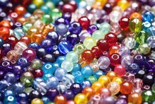 Close-up Of A Myriad Of Unique Glass Beads