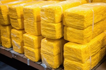 Poster - large bundles of glass wool for insulation