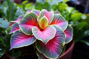 Poster - close-up of a plant with rainbow-colored petals or leaves