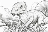 Fototapeta  - dinosaure line art kid coloring page book clipart