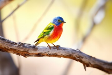Wall Mural - a small colorful bird perched on a tree branch