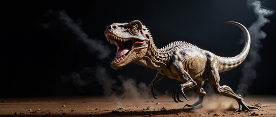 Velociraptor in the Shadows: Black Background Encounter