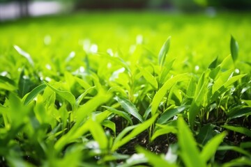 Sticker - close-up image of fresh, green tea leaves