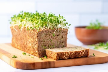 Canvas Print - halved sprouted grain bread with visible sprouts