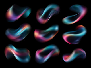 trendy blurry gradient shape isolated. abstract color blend form. motion blur glowing effect morph s