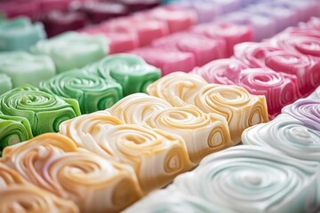 Sticker - row of soap bars with swirl patterns 胢 a soap crafting technique