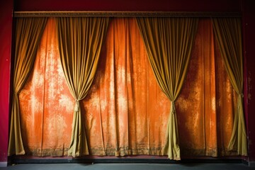 Canvas Print - silhouette of theatre curtains against a colored backdrop