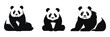 Set big cute panda silhouette logo in flat style isolated. Vector illustration