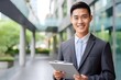 © A Denny Syahputra - Smiling manager asian man holding clipboard