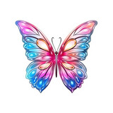Fototapeta Motyle - Very beautiful blue pink drawn butterfly isolated on white background.