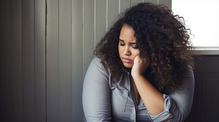 Wall Mural - depressed overweight woman 