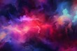Colorful cosmic backdrop filled with vibrant purple, red, and blue space clouds. Generative AI