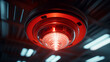red emergency light on ceiling