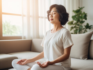 Wall Mural - a woman doing yoga at home