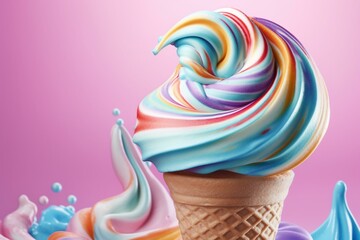 Soft serve ice cream with swirls. Generative AI