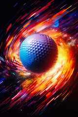 Wall Mural - Flying at Great Speed Golf Ball Abstract Background