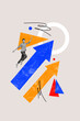 © deagreez - Creative trend collage of funny energetic man arrow point up startup entrepreneur manager working marketer target audience