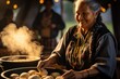 © fotogurme - Native American woman cooking traditional cornbread for Heritage Month celebration