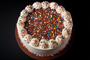 Poster - Top down view of a birthday cake with sprinkles