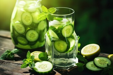 Sticker - Refreshing summer detox lemonade with cucumber lime and mint