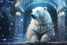 White Polar Bear, King Of The North Pole. Generative Ai