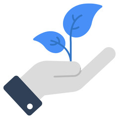 Sticker - Leaf on hand, concept of eco care