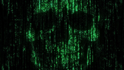 Skull made of binary digital code