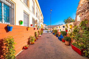 Wall Mural - Idyllic colorful street in Malaga old town center