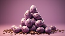  A Pile Of Chocolate Eggs Sitting On Top Of Each Other.  Generative Ai