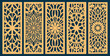 © Laiju Akter - Set of laser cut templates with geometric pattern. For metal cutting, wood carving, panel decor, paper art, stencil or die for fretwork, card background design. Vctor illustration