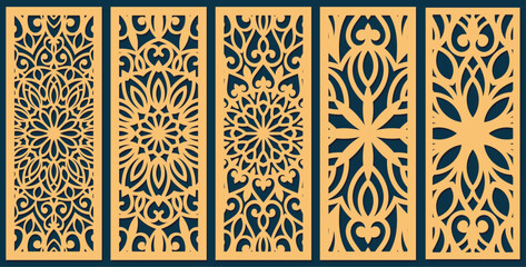 Wall Mural - Laser cut arabian grating templates set, window grill with arabesque pattern, vector	