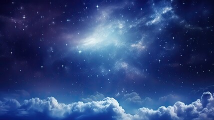 Wall Mural - Space of night sky with cloud and stars