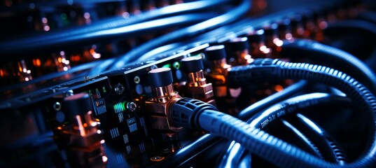 Aufkleber - Internet electric fiber optic cable system hardware. Generative AI technology.