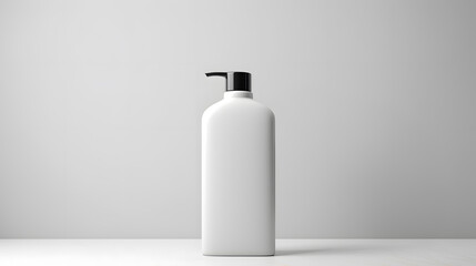 Wall Mural - White empty cosmetic liquid dispenser bottle of soap, lotion, shampoo or shower gel mock up isolated in modern bathroom interior