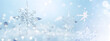 © petrrgoskov - Cristal snowflakes on snow - Christmas and Winter background - Natural snowdrift close up with abstract blue lighting blurred background