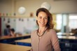 © The other house - Education, scholarship and happy, proud and young female educator with children ready for studying or knowledge in middle school. Portrait of smiling teacher