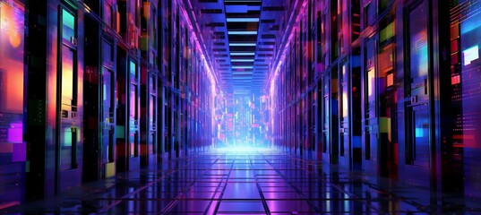Digital virtual cyberspace technology background. Generative AI technology.	
