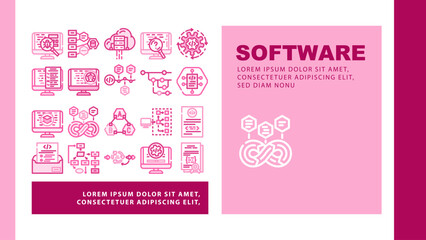 software compute, engineer landing web page vector. code technology, office business, people man coder, work programmer website internet software compute, engineer Illustration