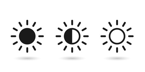 Wall Mural - Brightness control icons set. Contrast level icon. Screen brightness and contrast level settings icon.